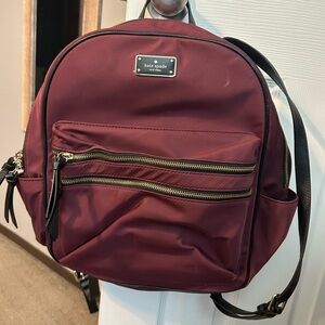 Kate Spade Maroon Backpack with Gold Accents